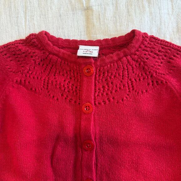 Polarn O. Pyret Baby Girl Red Holiday Cardigan Wool Size 1-1.5 yrs 12-18 months - Picture 5 of 14